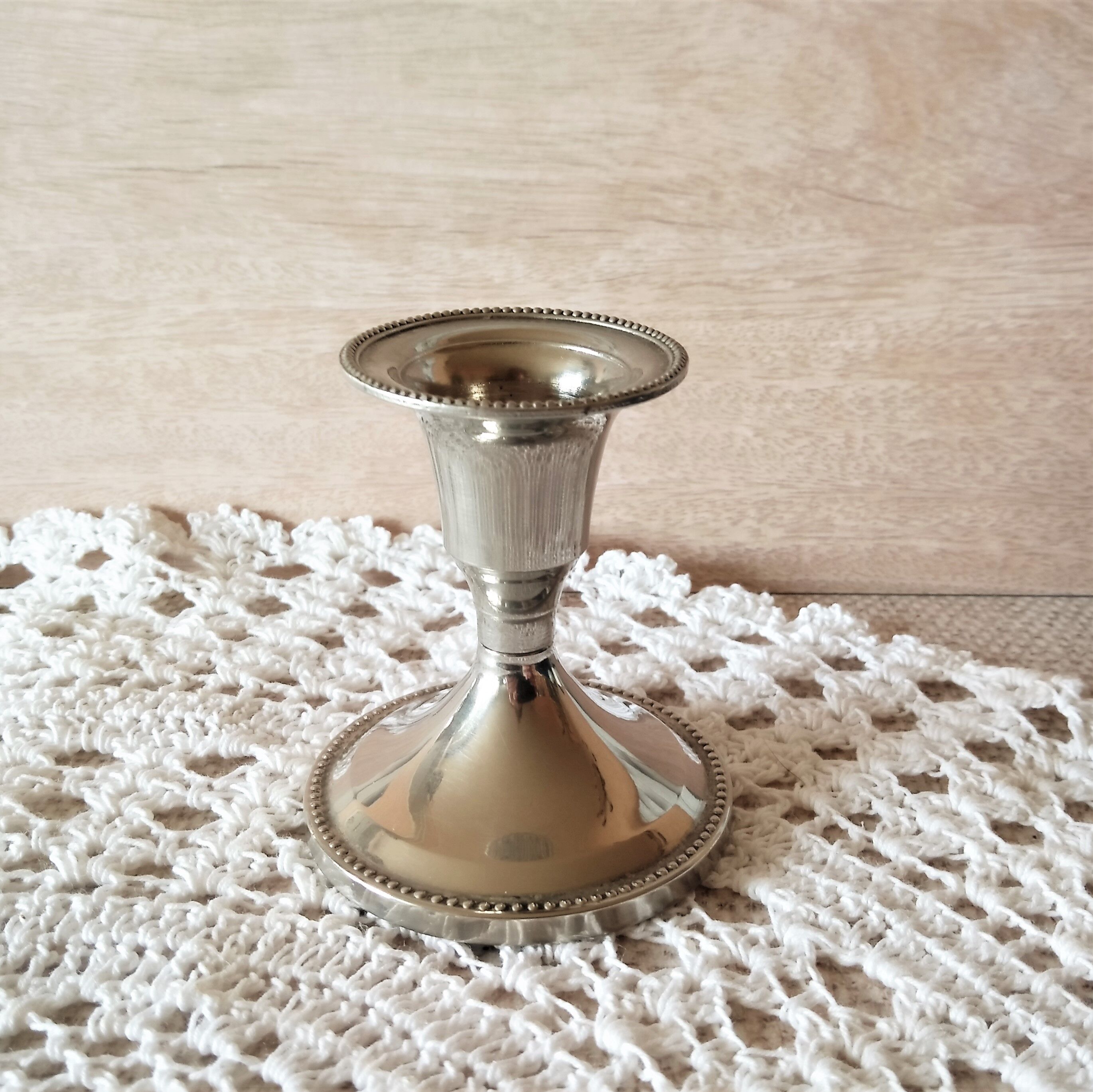 Candle holder chrome chrome beaded decoration