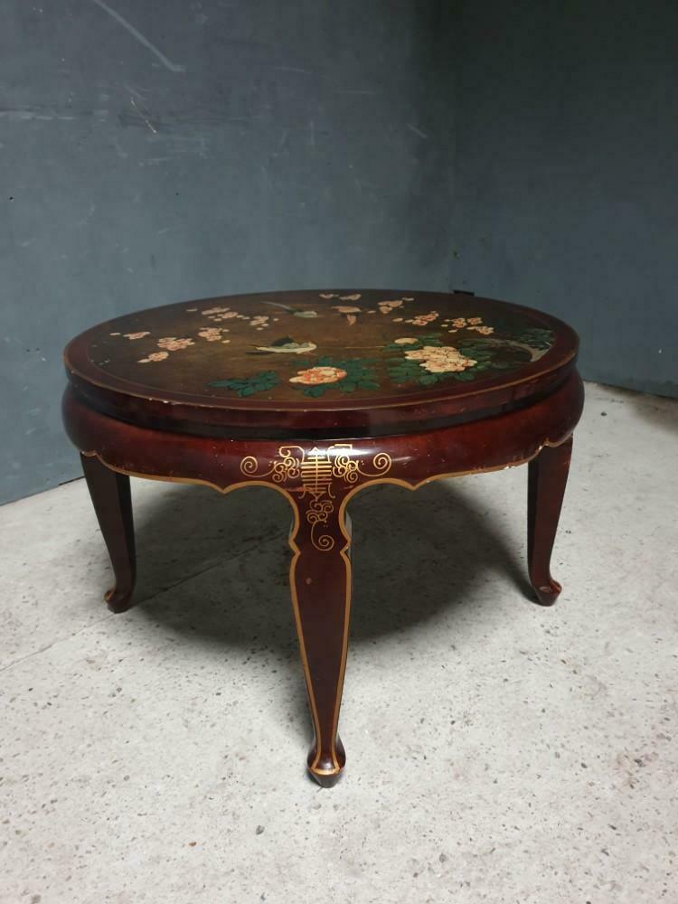 Antique Japanese coffee table with stools