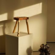 Modern Danish handmade organic wood tripod stool Wabi Sabi, 1960s