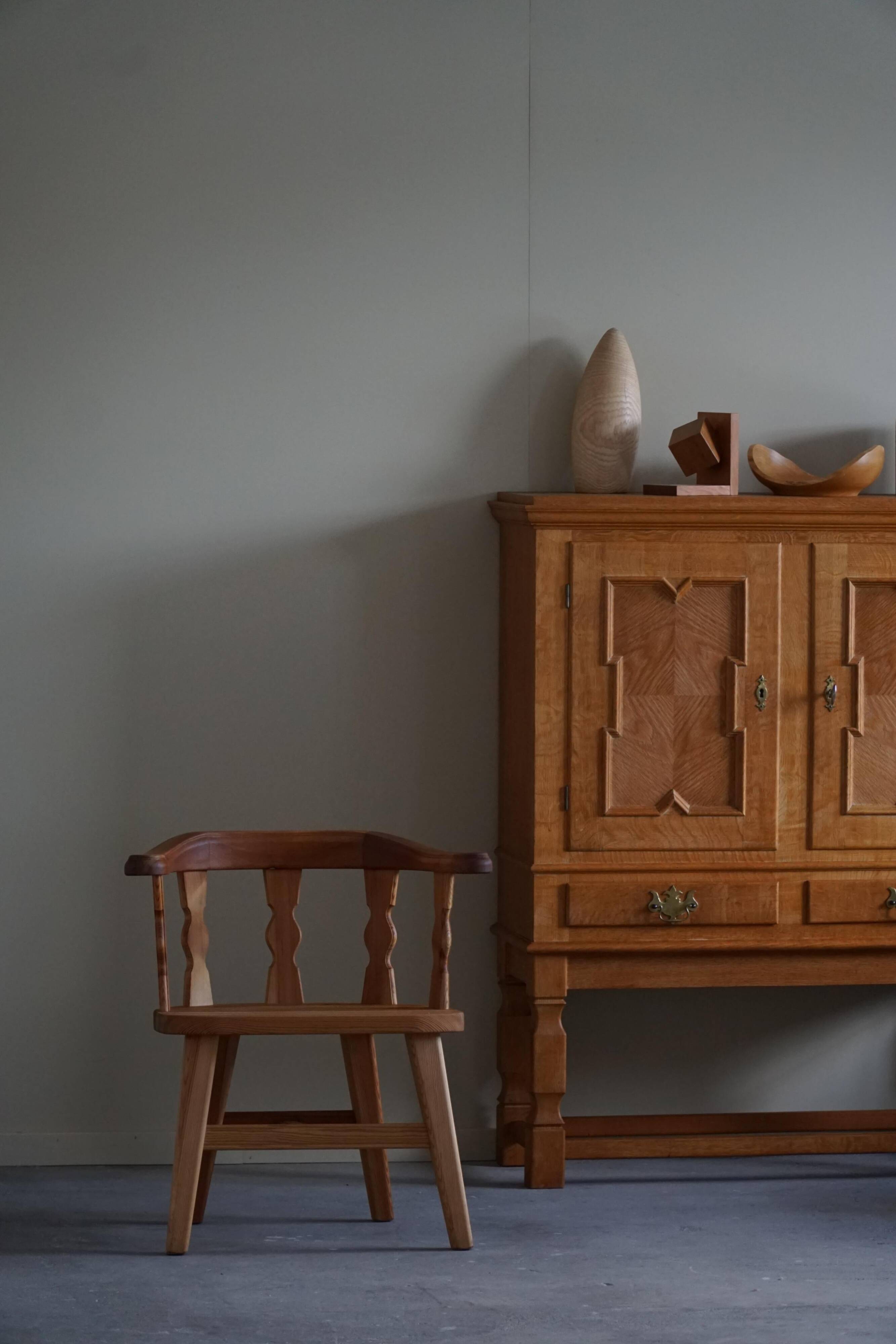 Set of 4 modern Norwegian armchairs by Krogenæs, solid pine, 1950s.
