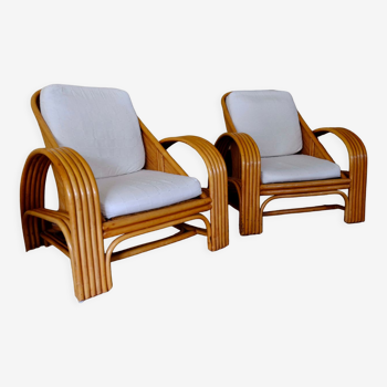 Pair of rattan armchairs