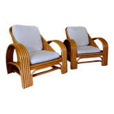 Paire de fauteuils rotin
