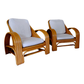 Pair of rattan armchairs