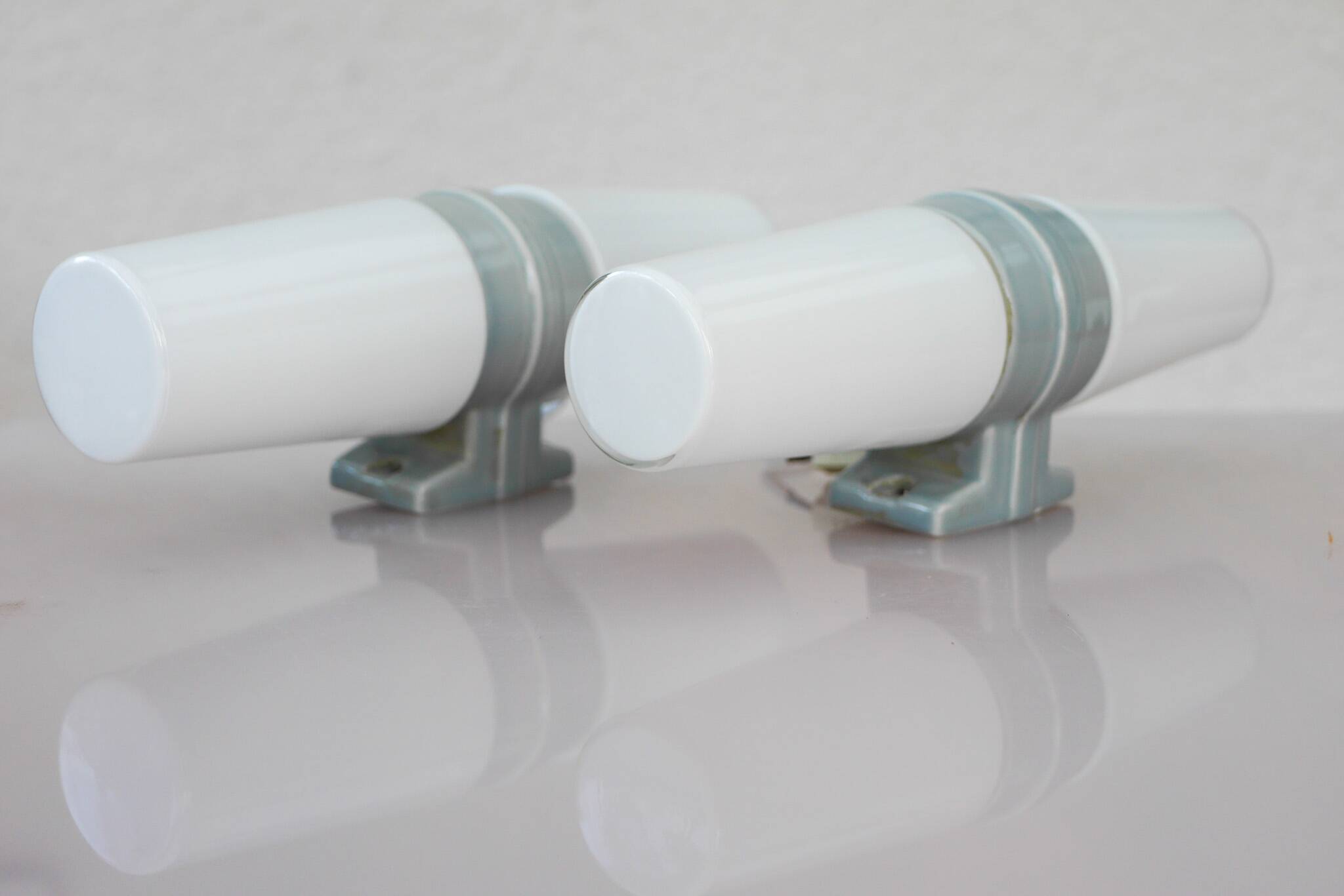 Large Mid-Century Modern Pale Grey Bathroom Sconce by Sigvard Bernadotte