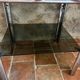 Chrome end table/side table and smoked glass