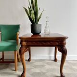 Grande table d'appoint en bois avec pieds en cabriole