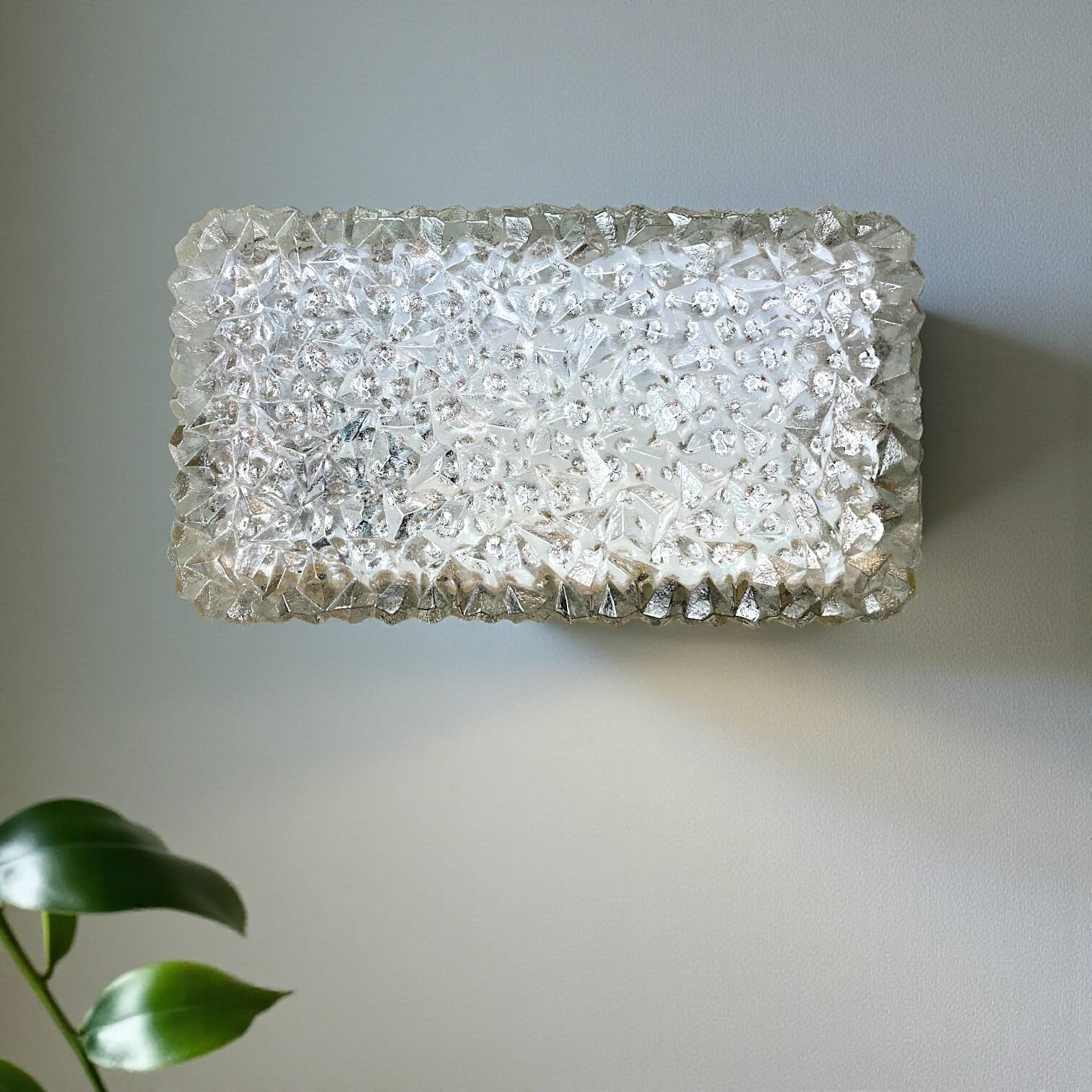 Rectangular glass flush mount ceiling or wall light