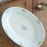 Plat ovale Villeroy et Boch, fleurs dorées