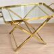 Vintage side table in gilded brass and glass – 1960s/70s
