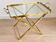 Table d’appoint desserte vintage en laiton doré et verre – années 60/70