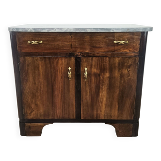 Buffet Art Déco en acajou plaqué avec plateau en marbre.