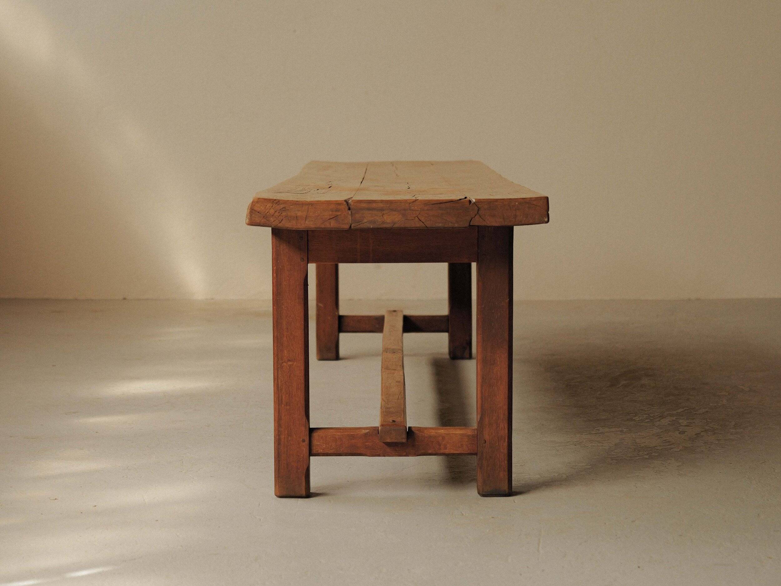 Large solid wood table, handcrafted.
