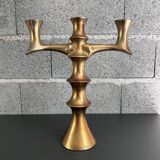 Brutalist gilt bronze candelabra