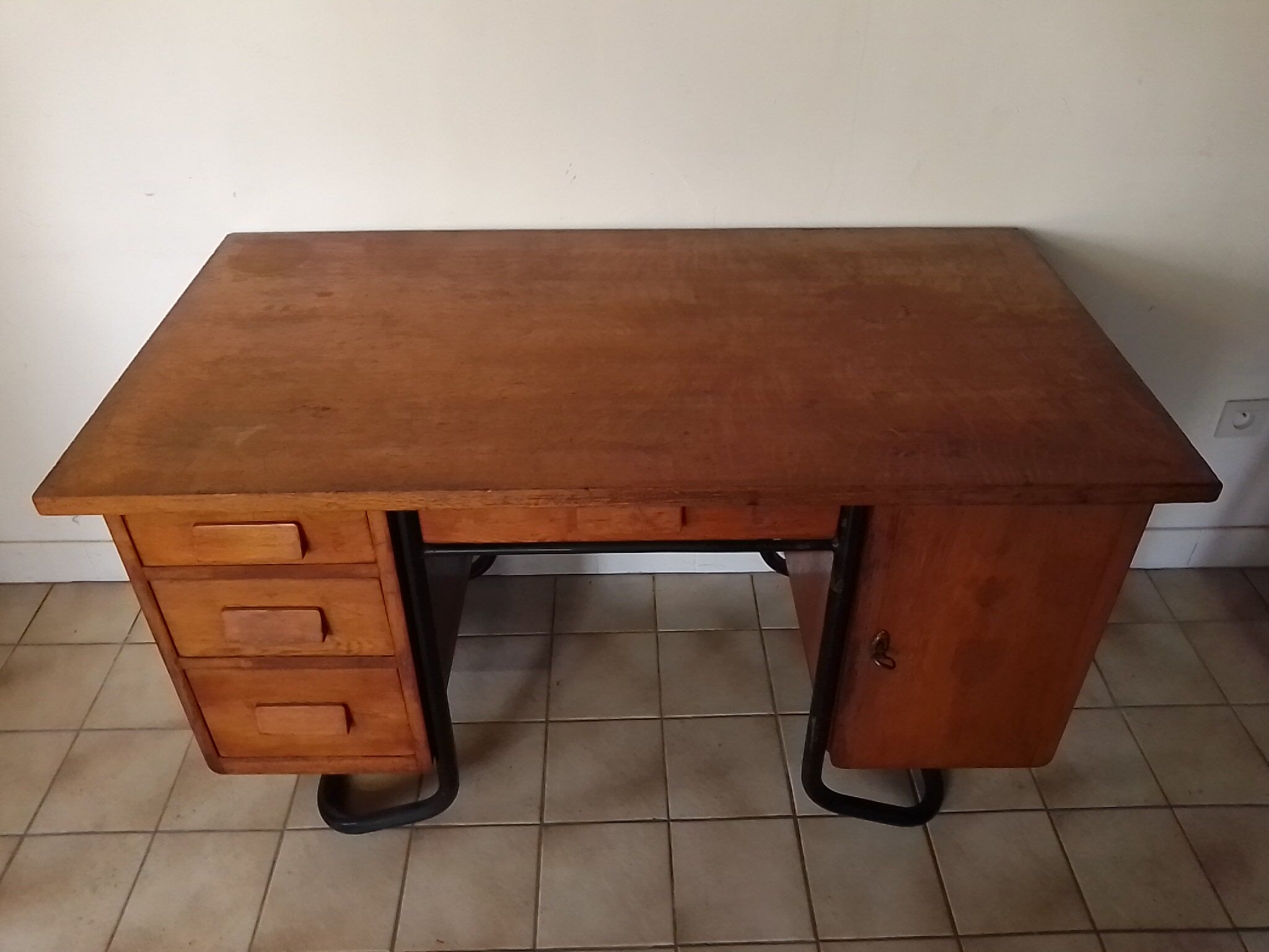 Vintage metal wooden desk and frame