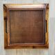 Square vintage serving tray in bamboo and wicker