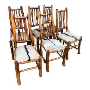 Série de 6 chaises de - peau