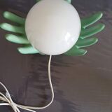 Vintage hands lamp globe opaline and green ceramic