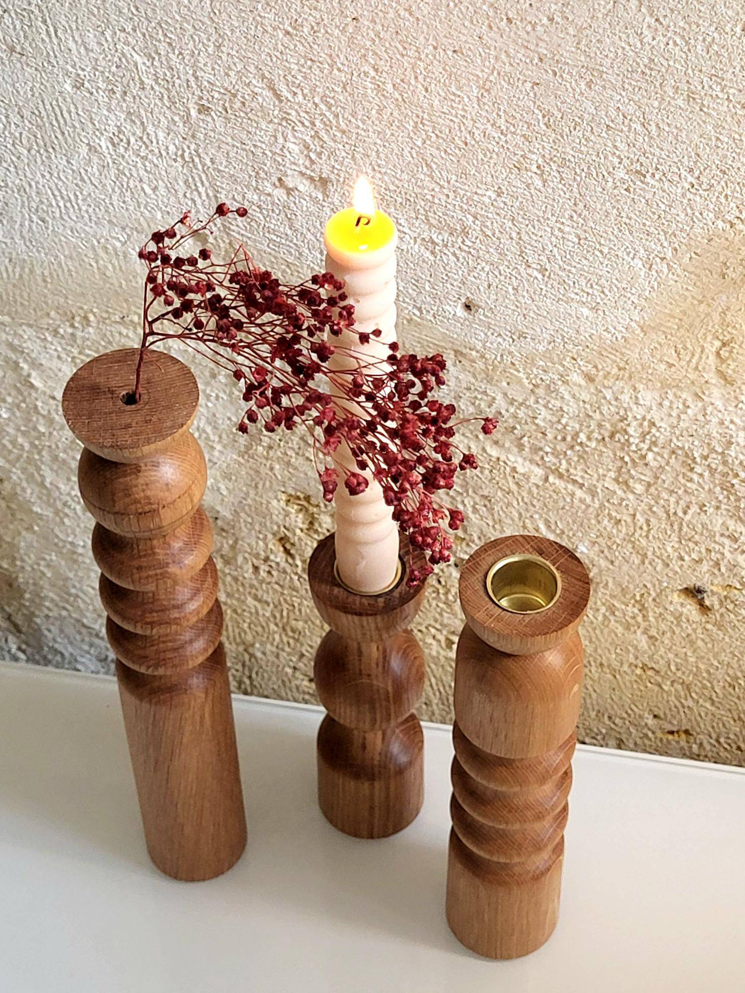 Candle holder - oak soliflore IRIS