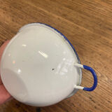 White enamel bowl and blue border