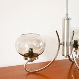 Chandelier Gaetano Sciolari, 4 lights, in chrome and smoked glass, 1970.