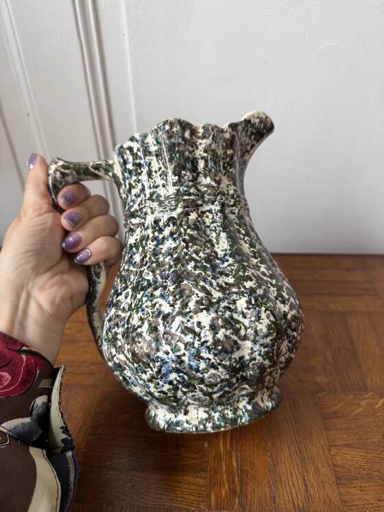 Green and blue speckled water carafe/pitcher