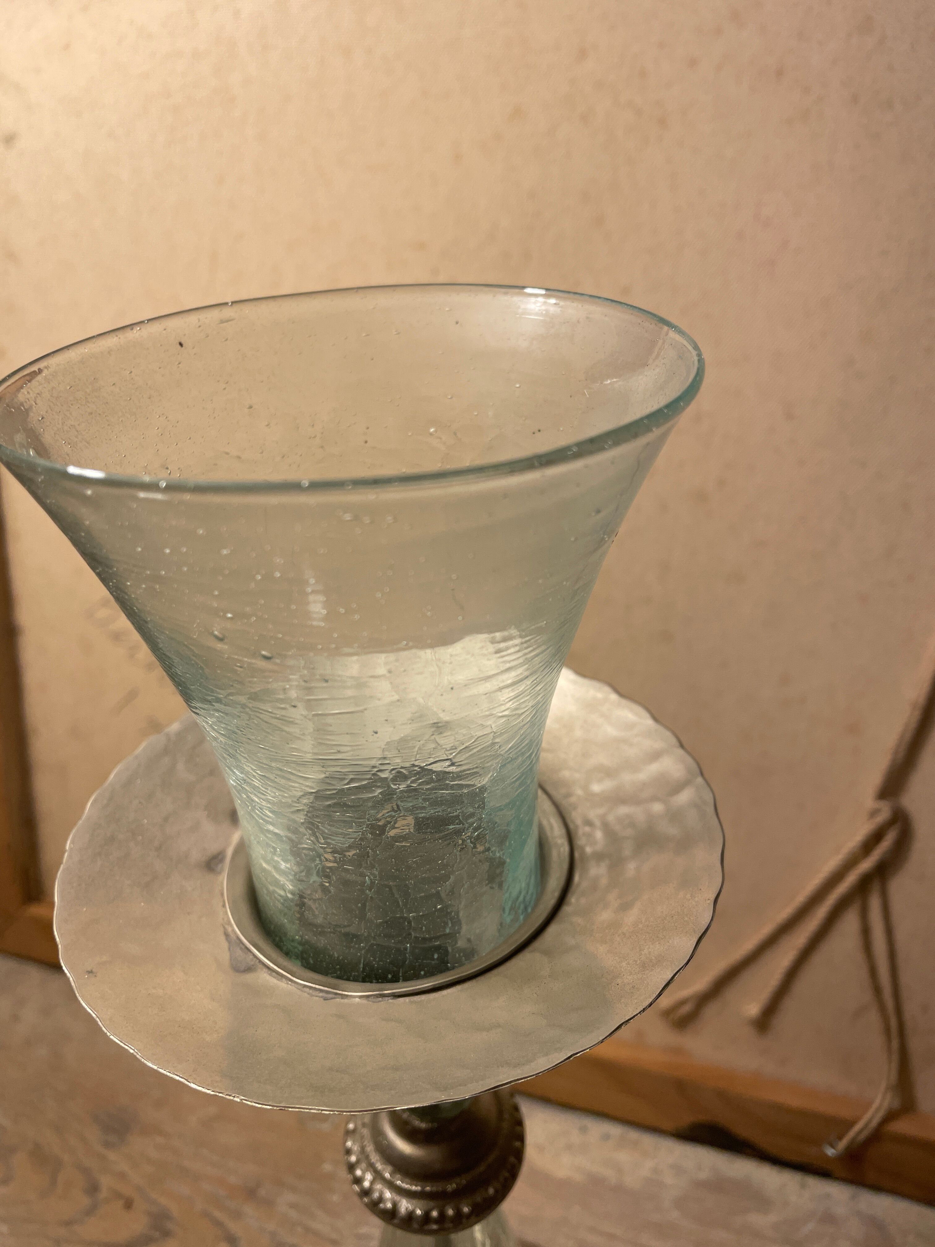 Blown glass and metal photophore