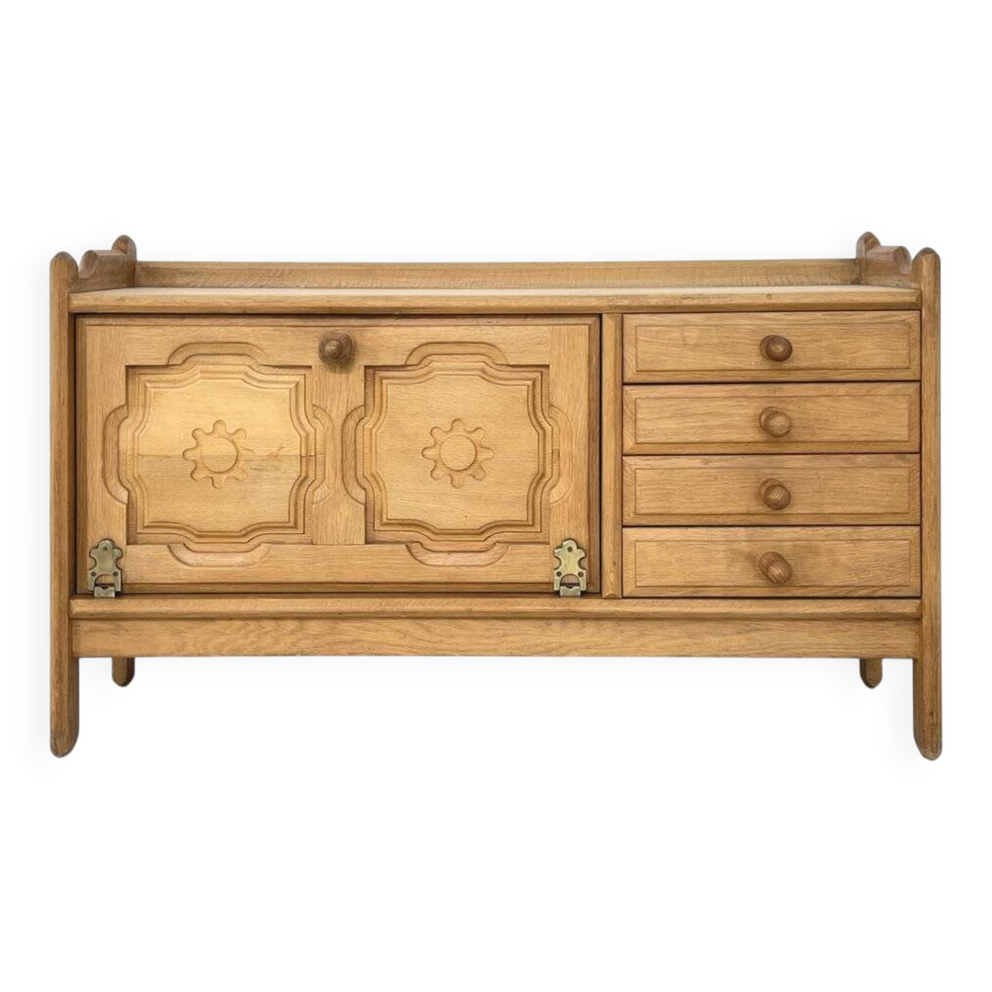 Bronze and Leather Sideboard by Guillerme and Chambron