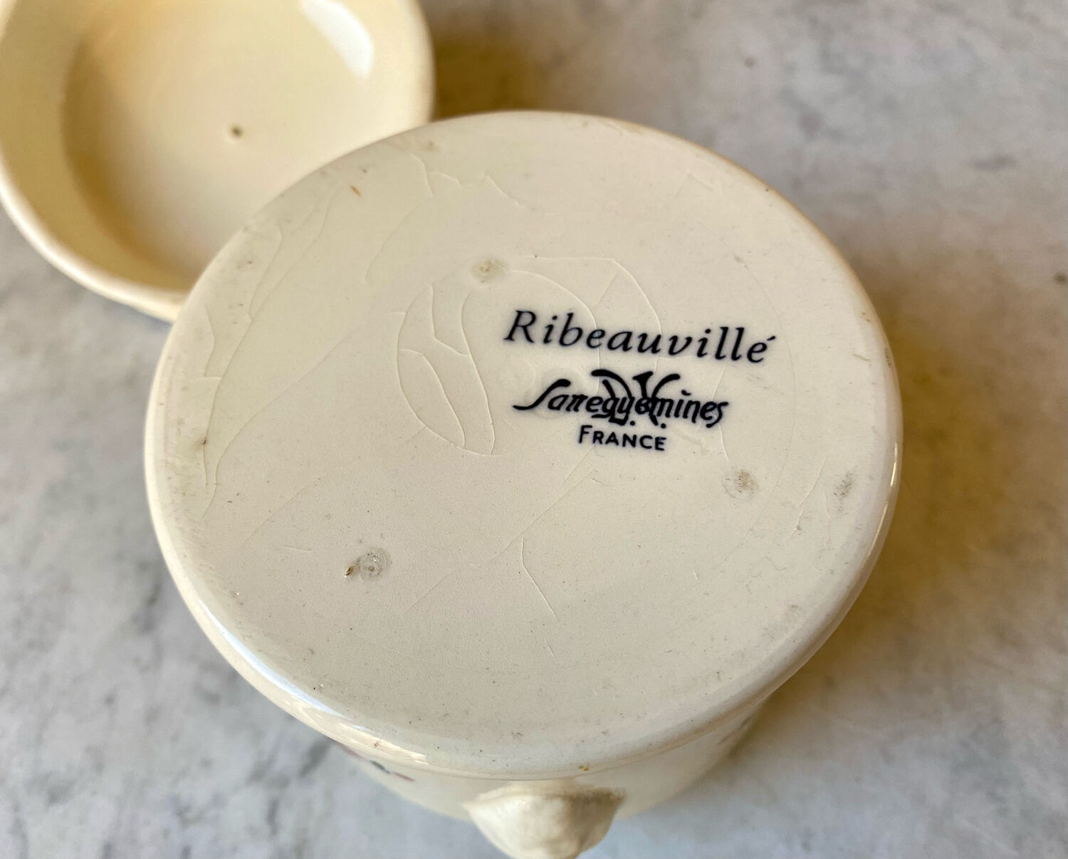 Pot ceramic bomb box Sarreguemines model Ribeauville vintage 60/70s