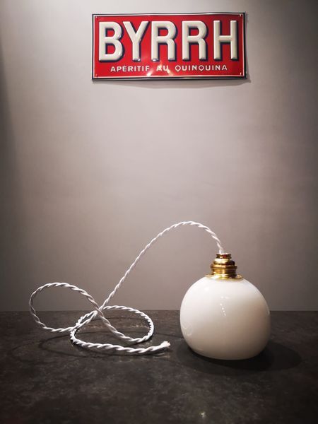 Suspension walker old opaline white globe spirit night light 1930 Art Deco TBE
