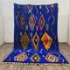 Tapis marocain artisanal bleu décoré 250cmx150cm