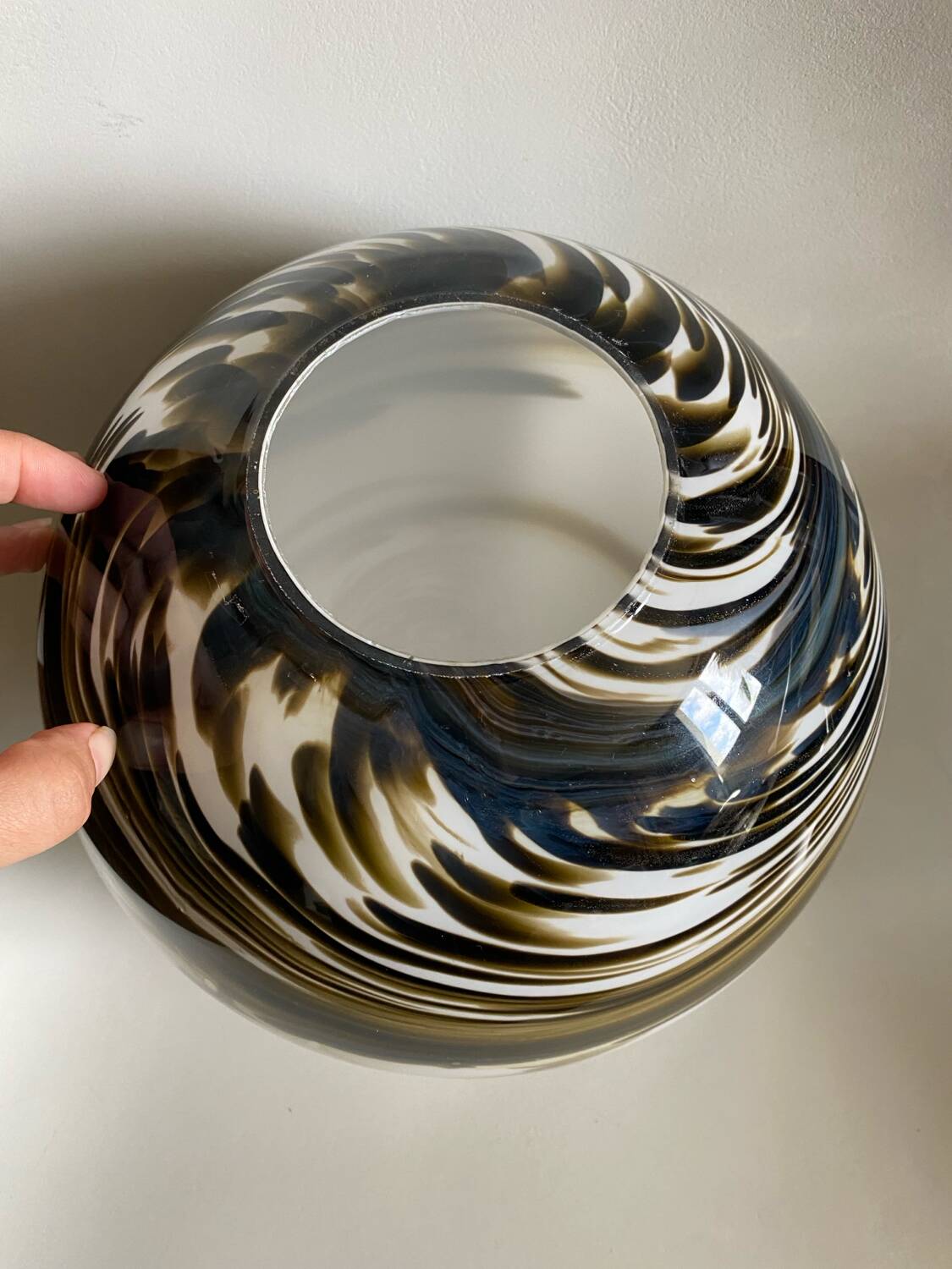 Marbled blown glass globe lampshade