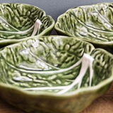 Set of 8 bowls in majolica, cabbage leaf