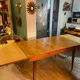 Stretchable solid teak table and ash top