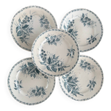 Set of 5 Vintage Badonviller Ironstone Flat Plates – Blackberry Pattern
