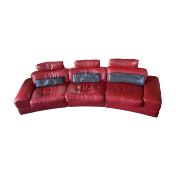 Canapé 4 places en cuir rouge Roche Bobois Il Teatro - Philippe Bouix