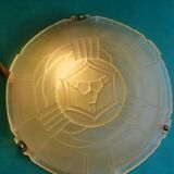 Pressed glass basin pendant light with Art Deco floral decoration Artistar France