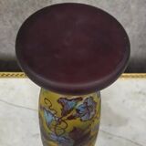 Multilayer glass vase etched with acid – Floral decoration in Art Nouveau style