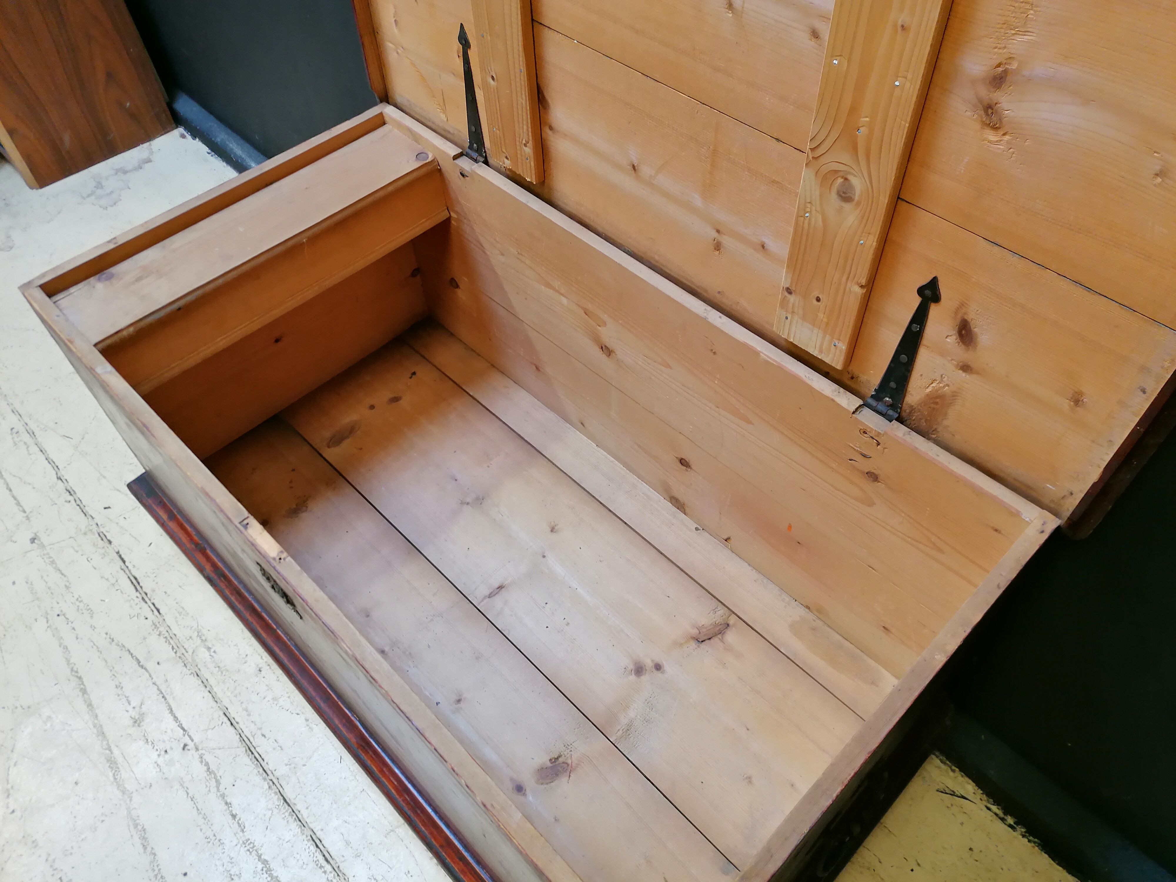 Large vintage chest old wooden trunk