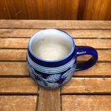 Old BETSCHDORF Tankard Gray Blue Stoneware Vintage Leaves Decor #A603