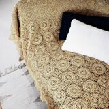 Crocheted bedspread dyed