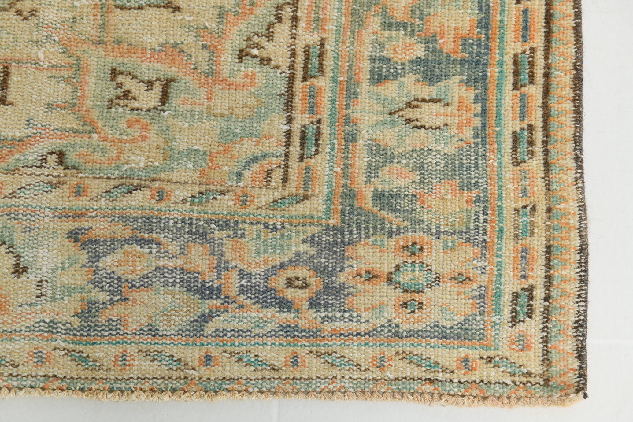 6x9 Peach Orange Turkish Vintage Rug, 192x288Cm