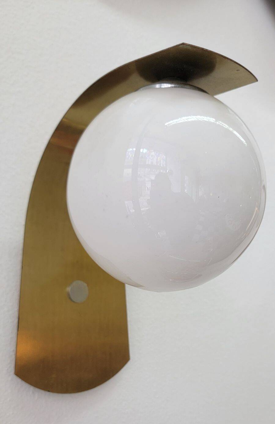 Vintage opaline and brass wall lights