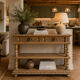 Console chêne brut massif décor végétal sculpté fin XIXe