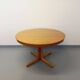 Table ronde vintage années 60 70 en orme blond avec rallonge intégrée