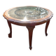 Table basse merisier, cannage et verre style Louis XV, vers 1960