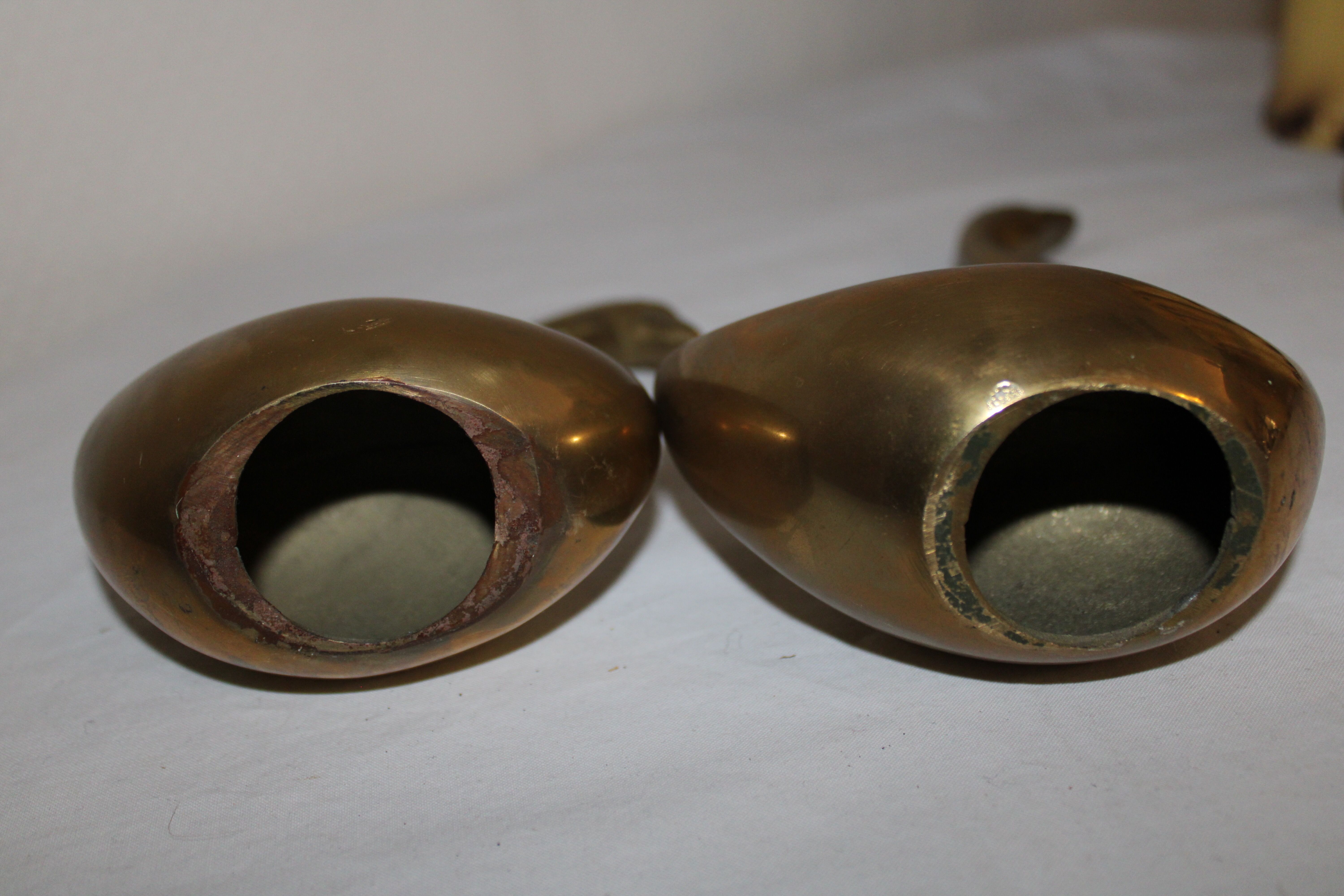 Couple of swans in vintage brass