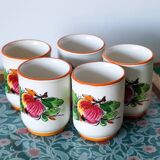 5 vintage painted apple coffee cups
