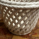 Vintage woven ceramic cache-pot