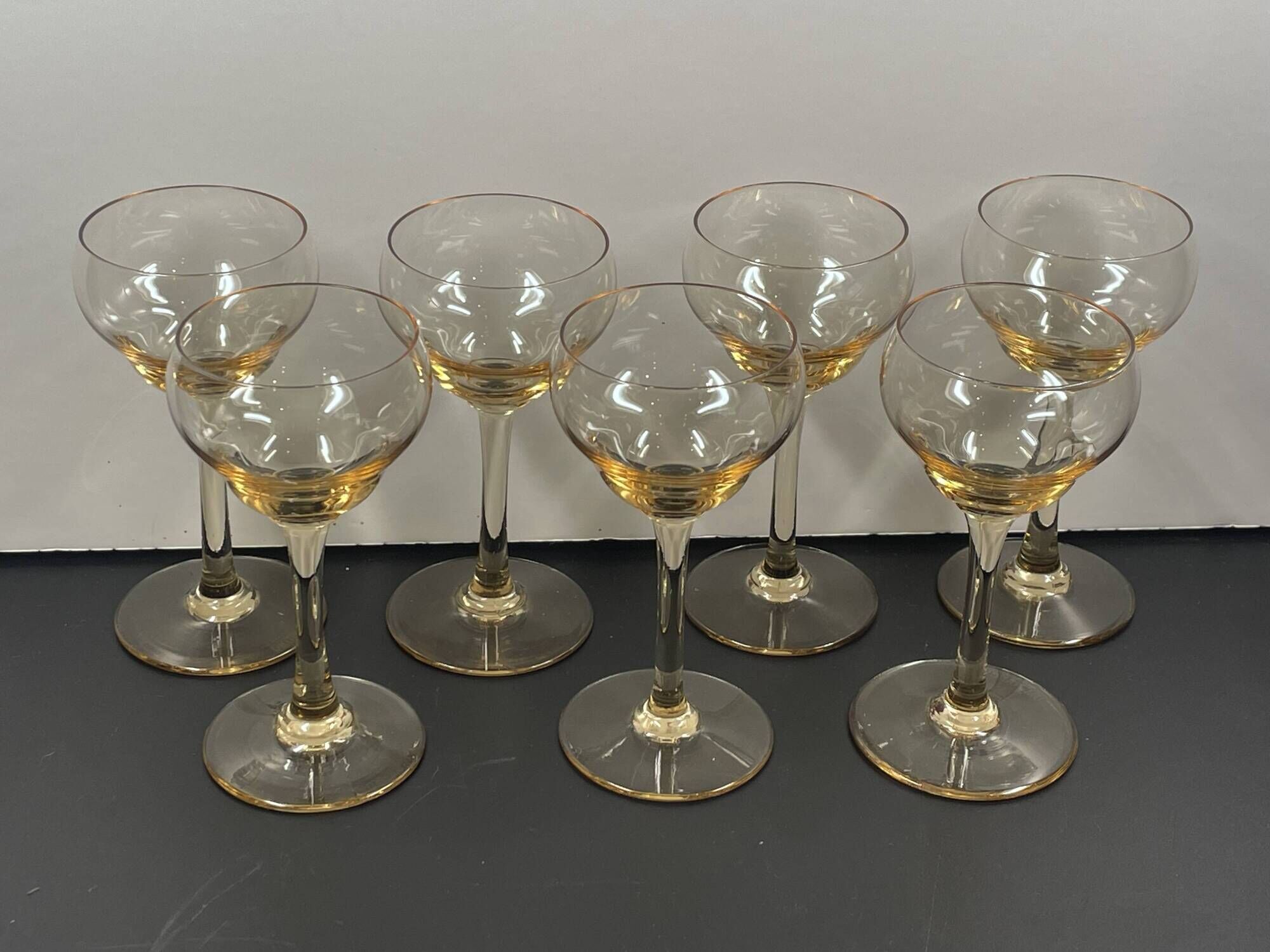 slightly amber table glass set of 7 height 14 cm, Daum Nancy