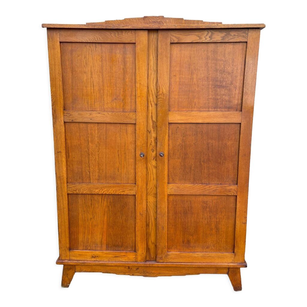 Armoire vintage René Gabriel mobilier de sinistré, chêne, années 50